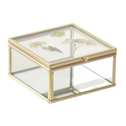caja joyero cristal cuadrado flores