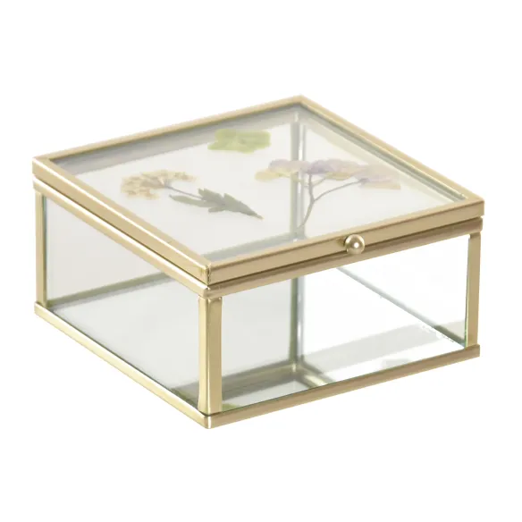 caja joyero cristal cuadrado flores
