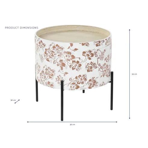 mesa auxiliar con tapa floral