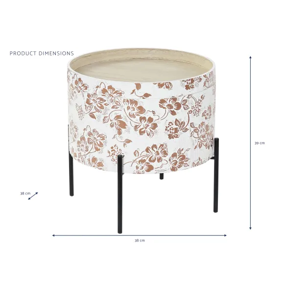 mesa auxiliar con tapa floral