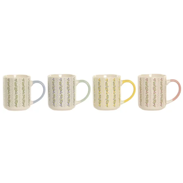 mug taza porcelana flores