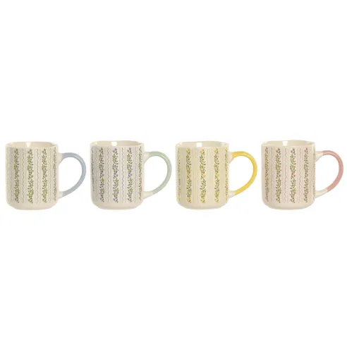 mug taza porcelana flores