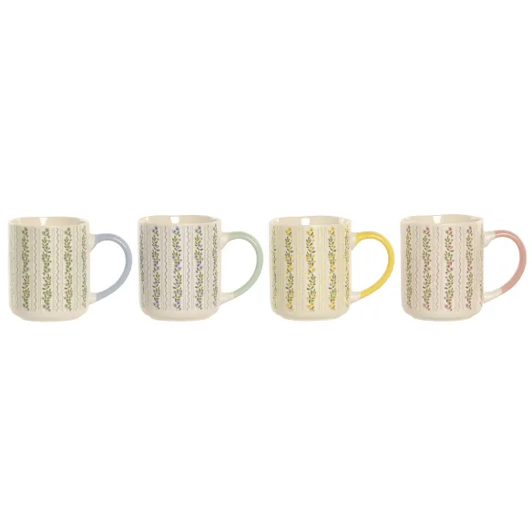 mug taza porcelana flores