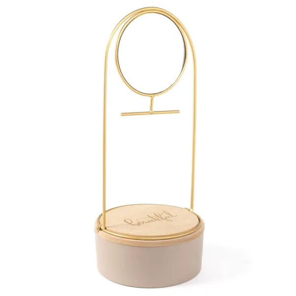 joyero con caja y espejo oro topo