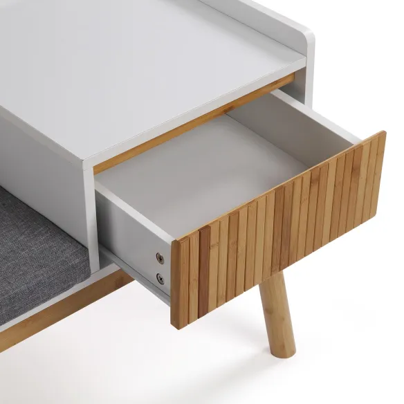 banco con almacenaje y cajon blanco