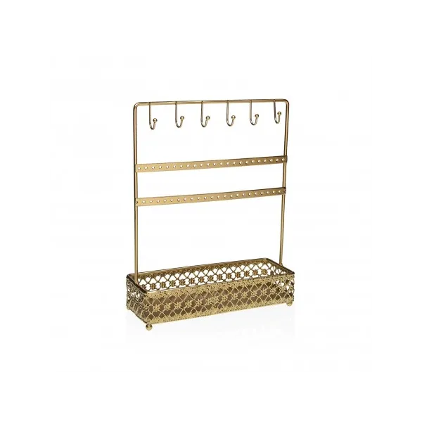 colgador de joyas dorado con base