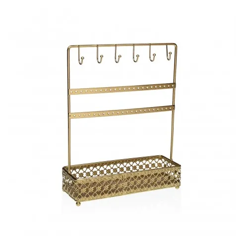 colgador de joyas dorado con base