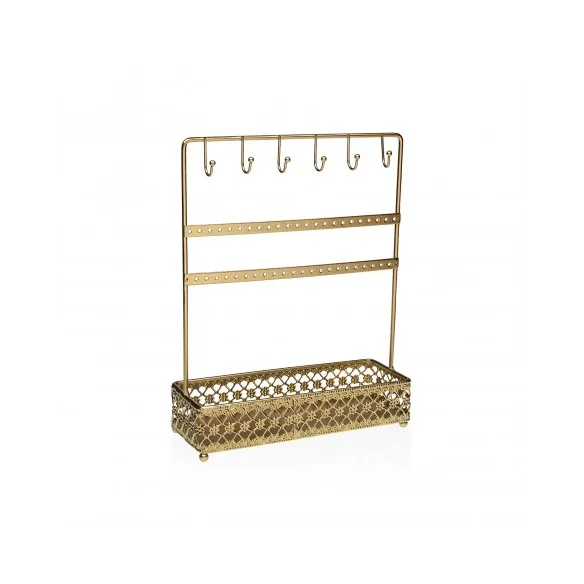 colgador de joyas dorado con base