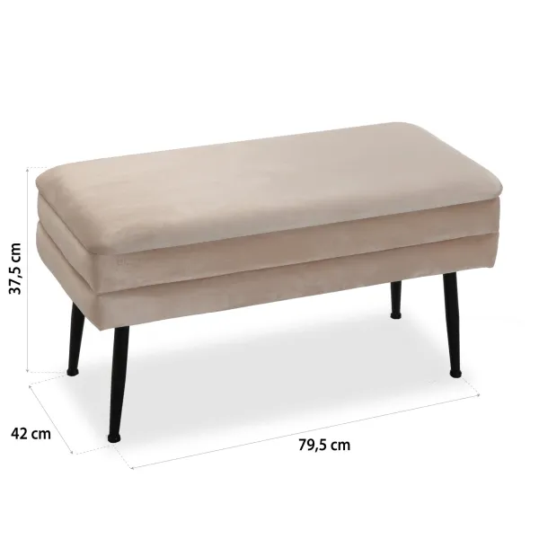 banco pie de cama beige con departamento