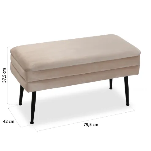 banco pie de cama beige con departamento