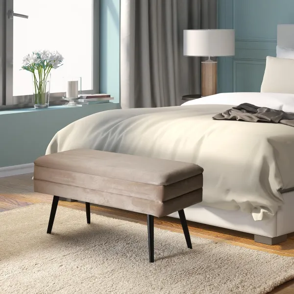 banco pie de cama beige con departamento 2