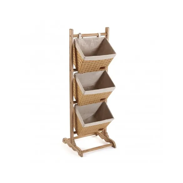 mueble tres cestas marron trenzado