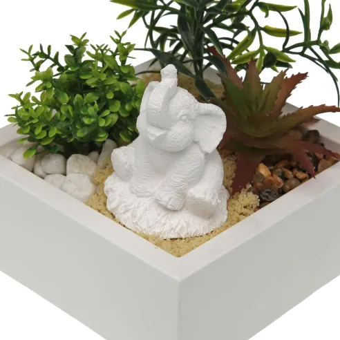 maceta cemento planta y elefante