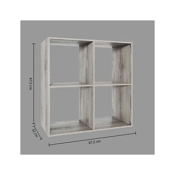 estanteria 4 compartimentos gris