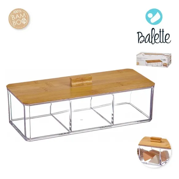 organizador rectangular tapa bambu