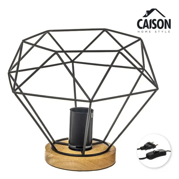 lampara mesa diamante metal negro