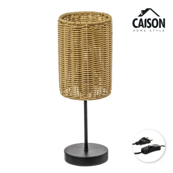 lampara mesa rattan base metal 395 cm