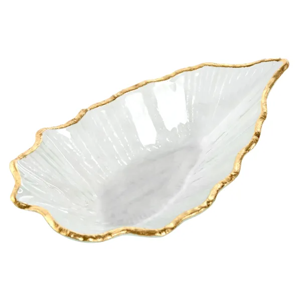 centro mesa cristal hoja borde dorada 2