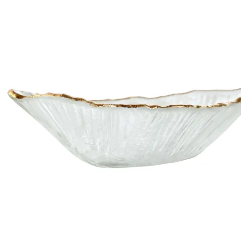 centro mesa cristal hoja borde dorada