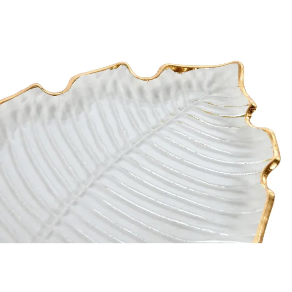 centro mesa cristal hoja borde dorado 2