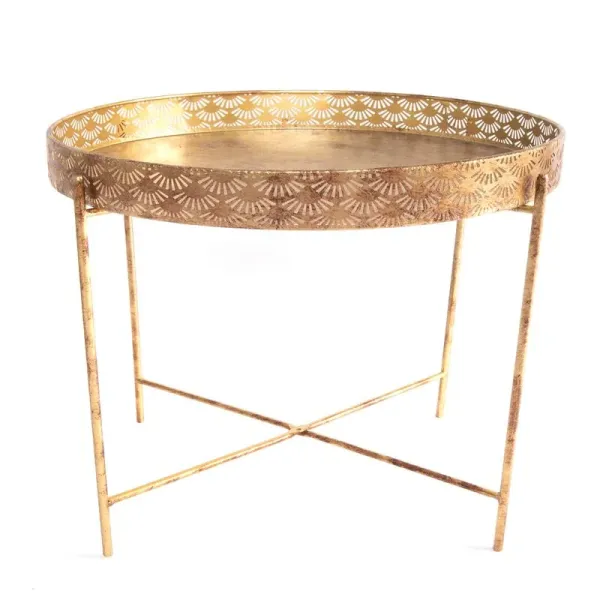 mesa auxiliar dorada grande tropical