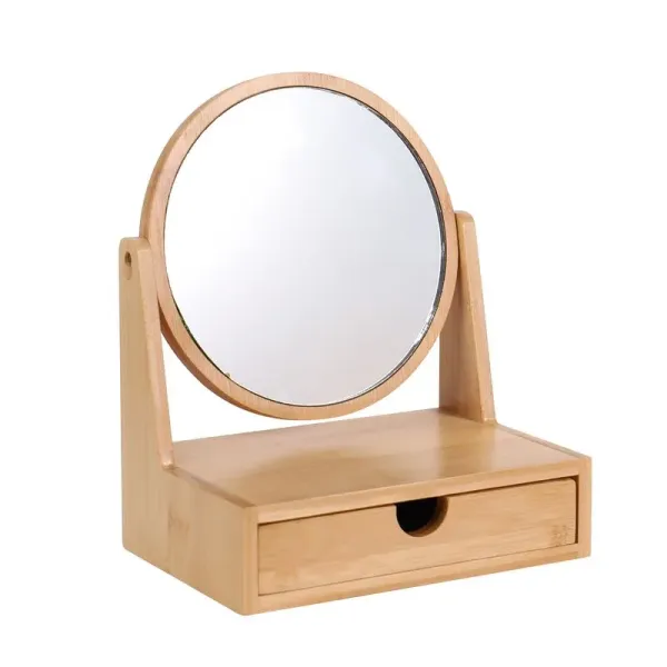 espejo sobremesa con cajon bambu