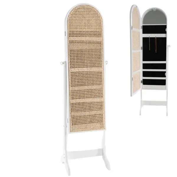 armario joyero con espejo rattan
