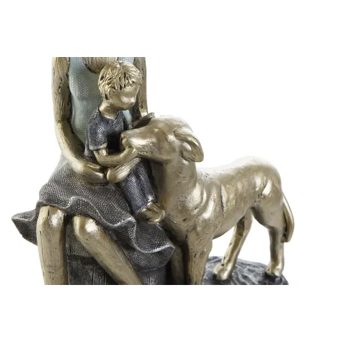 figura chica y nino azul perro dorado