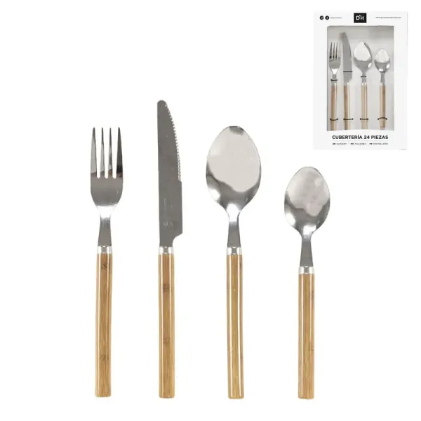 juego de 24 cubiertos simil madera
