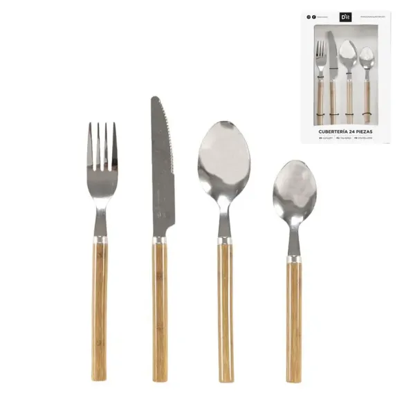 juego de 24 cubiertos simil madera