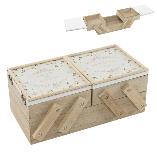 caja costurero mdf doble compartimento