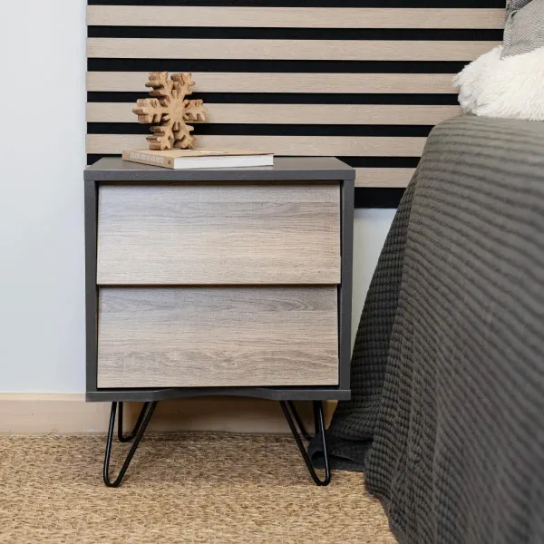 mesilla 2 cajones negra y roble 2