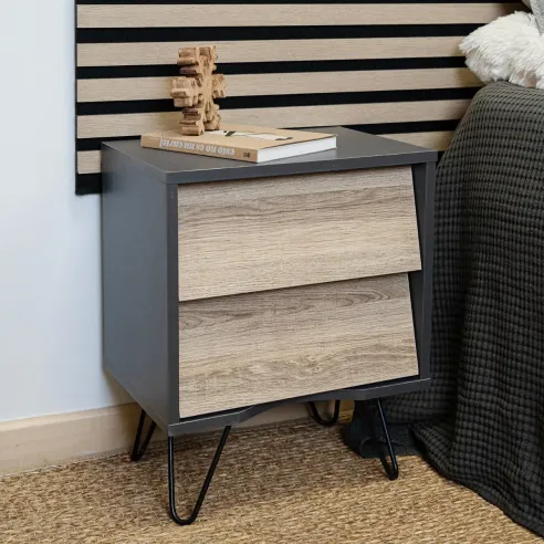 mesilla 2 cajones negra y roble