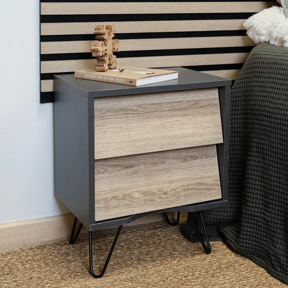 mesilla 2 cajones negra y roble