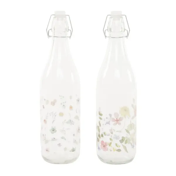 botella cristal flores 1l