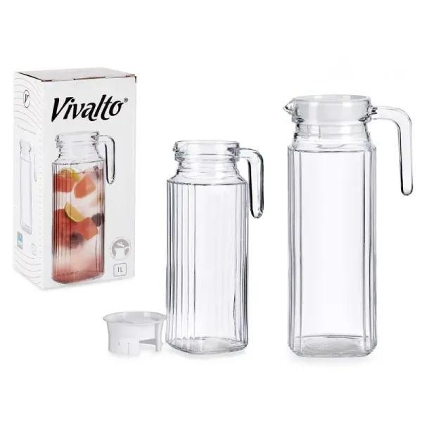 jarra cristal cuadrada rayada 1l