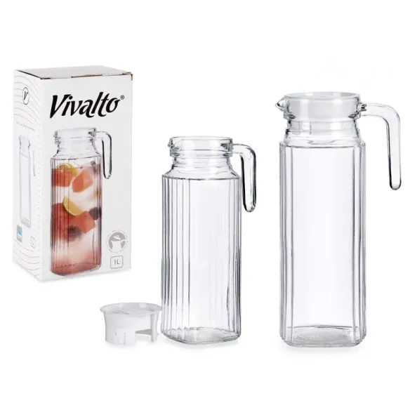 jarra cristal cuadrada rayada 1l