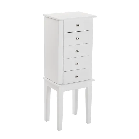 armario joyero madera blanco y cajones