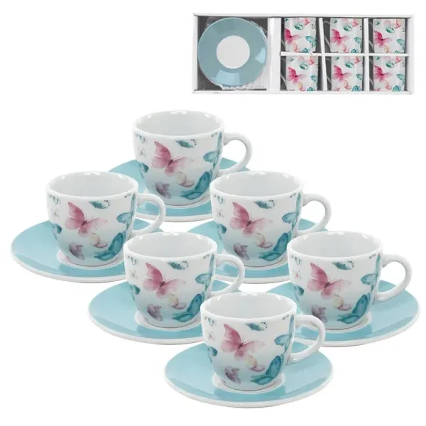 juego cafe 6 servicios mariposas 90 ml