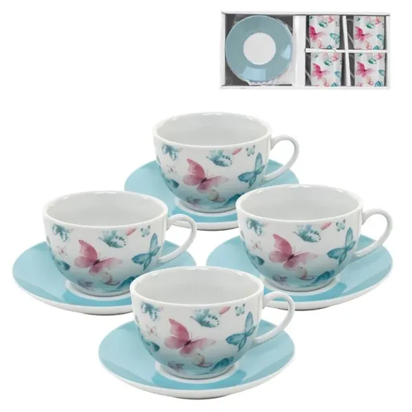 juego cafe 4 servicios mariposas 220 ml